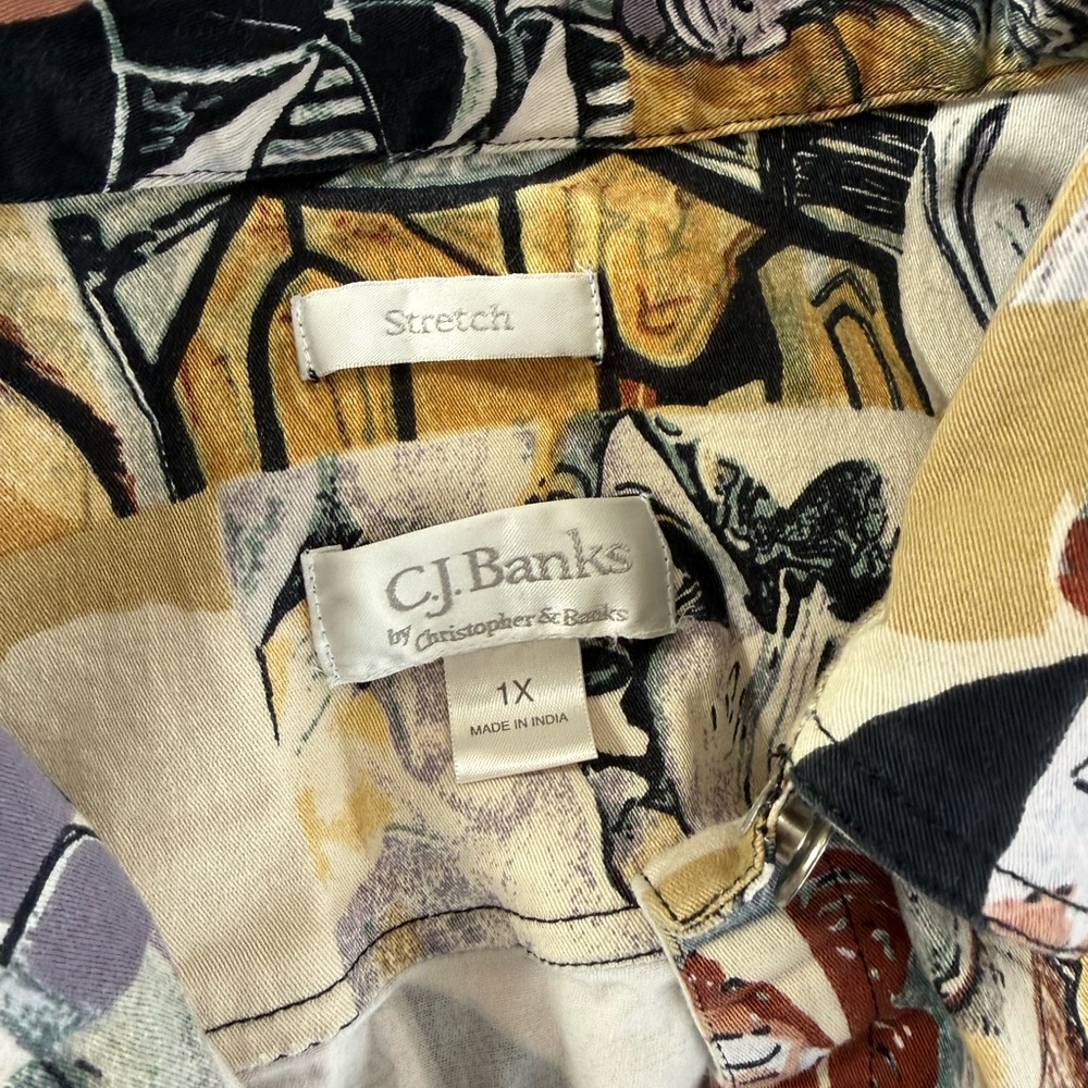 Abstract Print Button Down Shirt - image 4